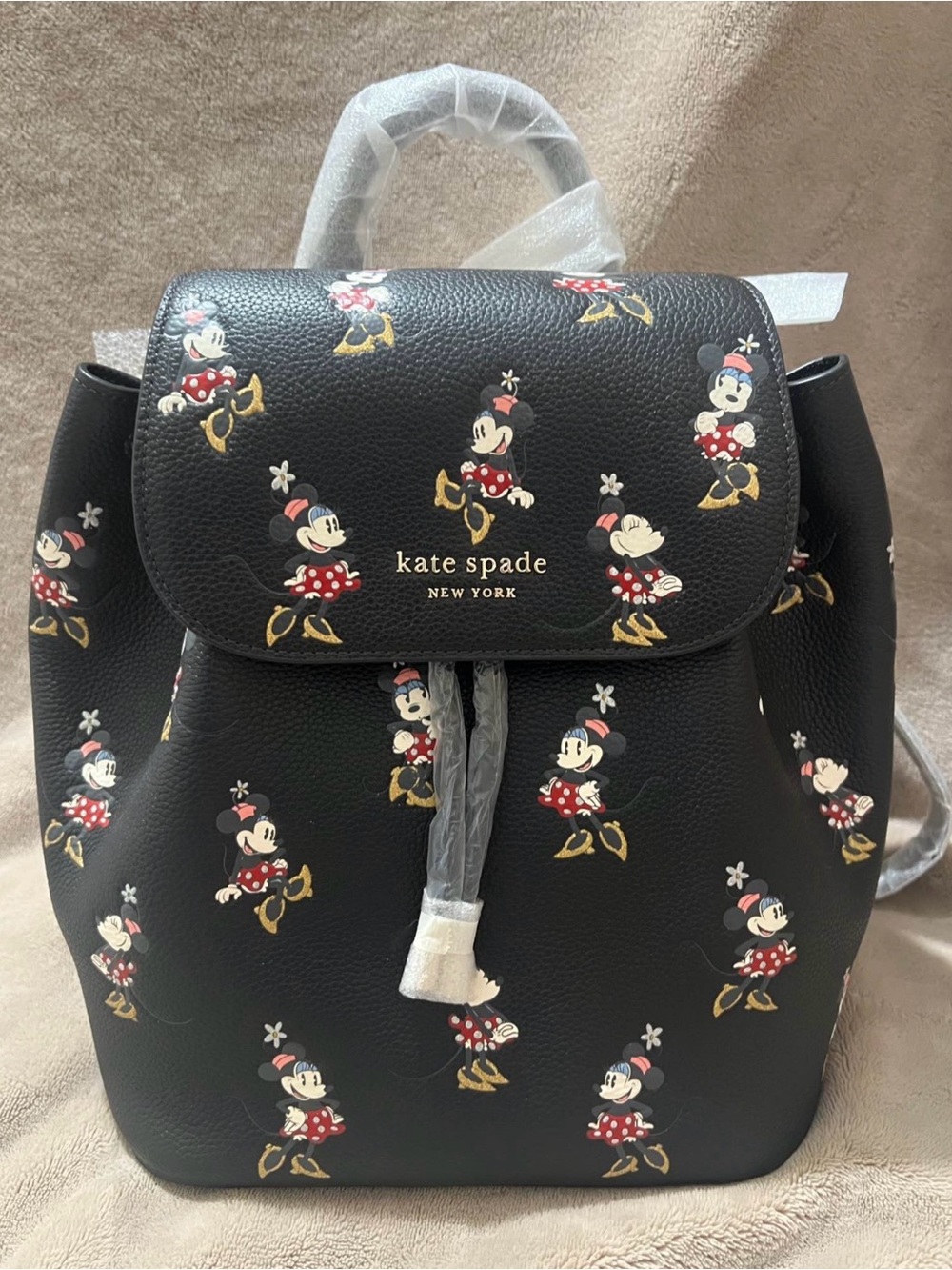 kate spade Black Minnie Mouse Printed Leather Backpack